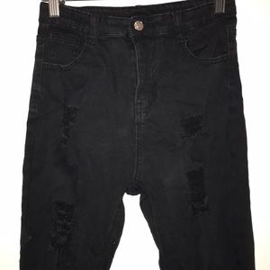 Distressed black jeans